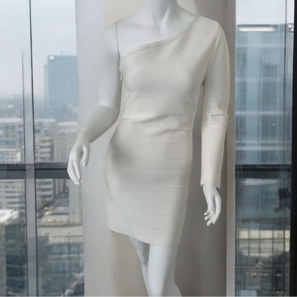 NWT Herve Leger One-Shoulder Bandage Dress Size S $840 - Picture 2 of 6